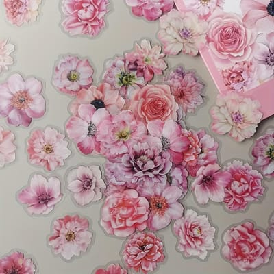 50 pièces Autocollants Décoratifs Floraux Bleus Design Aquarelle Rose & Marguerite pour Scrapbooking, Journaux, Planners et Cadeaux de Fête Décoration de Journal