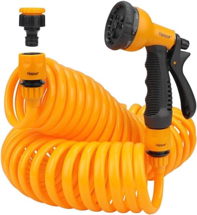 Tuinslang Set - Flexibele Slang - Planten Water Geven - 15 Meter Uittrekbaar - 8 Functies - Geel