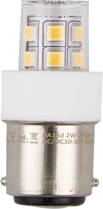 SPL LED Buislamp Ba15d 2W 3000K 190lm 10-30V - Helder - Warm Wit