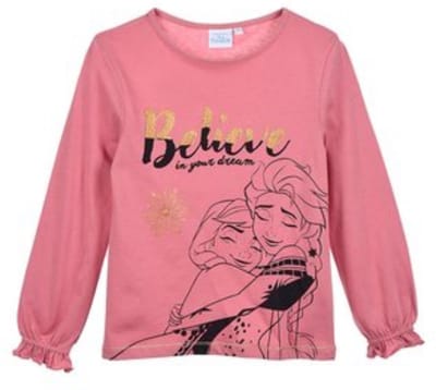 Disney Frozen Shirt - Lange Mouw - Elsa - Roze/Goud - Maat 92/98