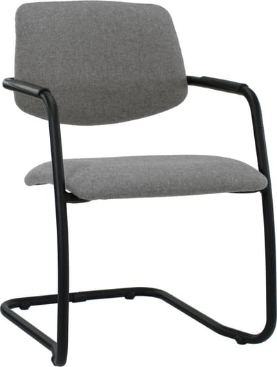 Workliving Vergaderstoel X5 - Sledeframe - Wolvilt Fenice 602 middengrijs - frame zwart