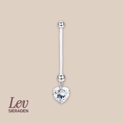 Lev Sieraden - 1.6x38mm zwangerschaps piercing - Zirkonia hart hanger - UV acryl piercing - PTFE/Bioplast/Bioflex
