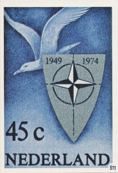 Briefkaart met afbeelding 25 jaar N.A.V.O. postzegel