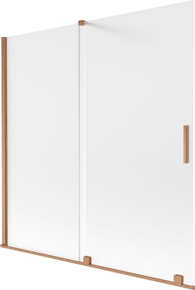 Mexen Velar douchewand 2-delig schuifbaar 160 x 150 cm, ijsglas, geborsteld koper - 896-160-000-31-65