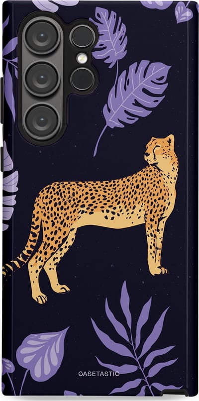 Casetastic Hoesje Geschikt voor Samsung S23 Ultra - Stijlvolle Beschermende Duo-layer Case - Cheetah snelheid