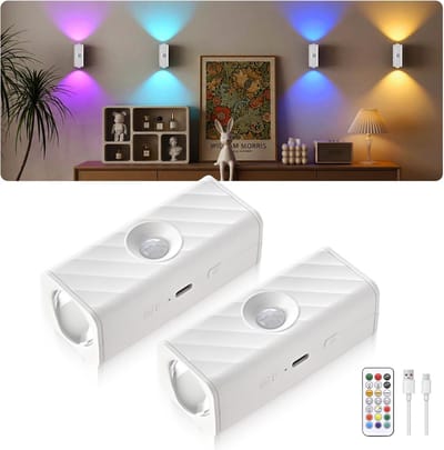 Draadloze LED Spots met Bewegingssensor en Afstandsbediening - Oplaadbaar, 10 Kleuren (RGBW) voor Kast en Gang