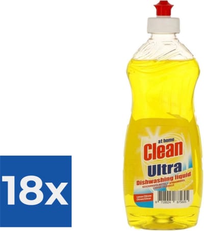 At Home Clean Ultra Afwasmiddel Lemon 500 ml - Voordeelverpakking 18 stuks