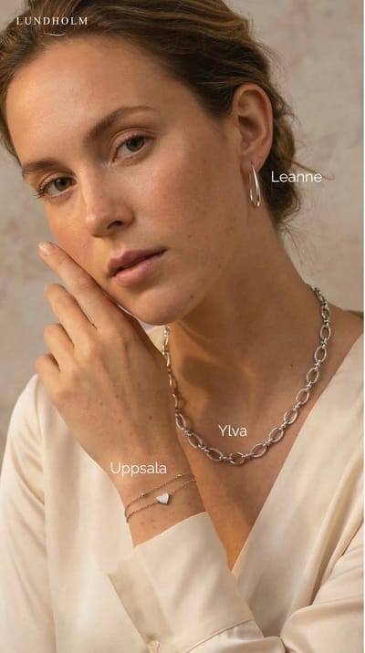 Lundholm Luxe Ketting Dames Zilver Schakel Ketting – Premium Stainless Steel – Zilver kleurige Schakelketting (40 + 5 cm) Bedel ketting – Ylva Serie – Waterproof & Hypoallergeen – Inclusief Luxe Geschenkverpakking