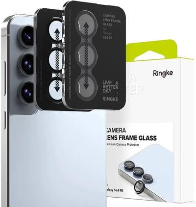 Ringke Frame Glass - Camera Protector Geschikt voor Samsung Galaxy S24 FE - Case Friendly - Tempered Glass voor Camera Lens Zwart - 2-Pack