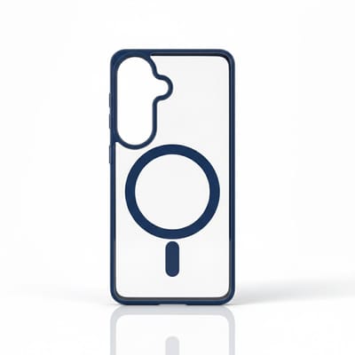 Hoesje Geschikt voor Samsung Galaxy S26 - Blauw - Casemania Magnetisch Bumper Back Cover Geschikt voor MagSafe - Zachte TPU Rand en Krasbestendige Transparante Achterkant Back Cover