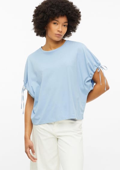 Dames T-shirt van zacht katoen met vleermuismouwen en trekkoord s.Oliver