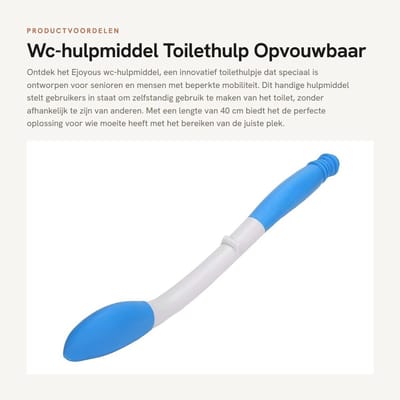 Dailygoods- Toilethulp 40 cm - Opvouwbaar Toilethulpmiddel - Duurzaam Kunststof - Voor Senioren - Handige Toiletpapierhouder - Comfortabele Grip