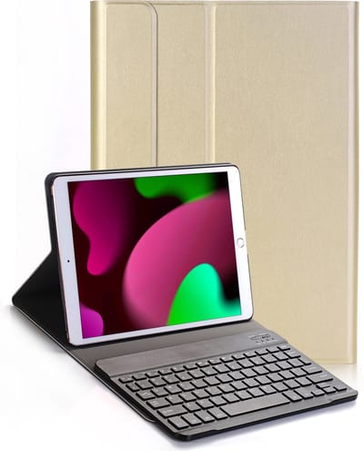 Hoesje - Geschikt voor Apple iPad 7 (2019) - 10.2 inch - 7e Generatie - Keyboard Book Cover - Toetsenbord Case - Hoes - Goud