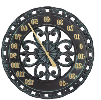 Tuinthermometer - Weermeter Hangend - Buitentemperatuur Meten - Vintage Decoratief Design - 34.5 cm Diameter - Veelkleurig