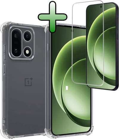 Hoesje Met Screenprotector - Geschikt voor OnePlus 15 - Sterk & Shockproof - Siliconen Case - Back Cover - Telefoon Hoes - Shock Proof - Transparant