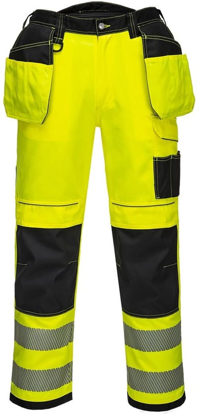 Portwest PW3 Hi-Vis Werkbroek met Holster Pockets T501 - Geel/Zwart - 32