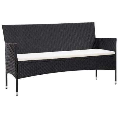 vidaXL - 5-delige - Loungeset - met - kussens - poly - rattan - zwart