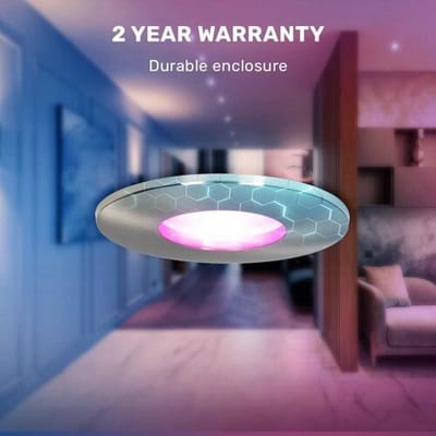 Hoftronic Smart - Smart WiFi LED inbouwspot 6 stuks 5,5W RVS Vegas - Dimbaar - RGBWW - IP44 - 400lm - Bedienbaar via Hoftronic Smart App - Bedienbaar via stem