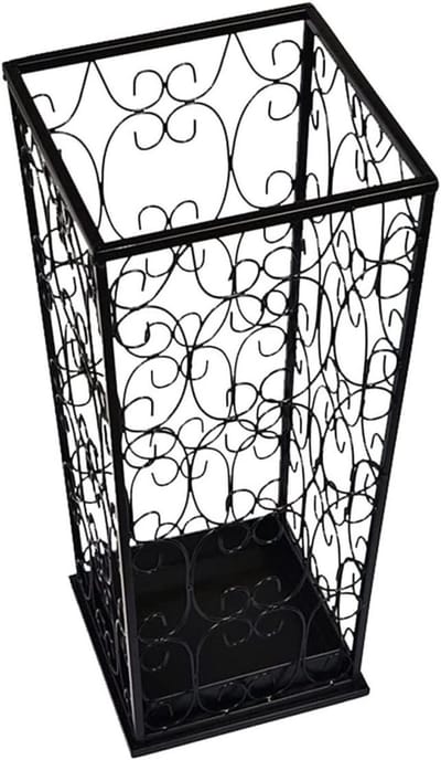 Paraplubak Metaal - Parapluhouder Standaard - Entree Organiseren - Modern Open Design - 25x53.5 cm - Zwart