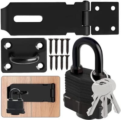 Zware RVS Deurslot Hasp en Hangslot met Schroeven, 4 Inch Waterdichte Beveiliging voor Deuren, Kasten en Dierenhokken