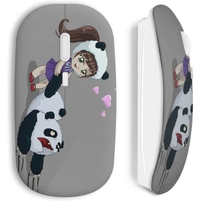 Souris sans fil - Panda - Petite Fille - Compatible Mac et PC - Clé USB incluse - Gris