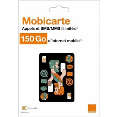 Prepaid mobiel opwaarderen - Orange - 150 GB - Internationale gesprekken inbegrepen - Netwerk nr. 1 Frankrijk - Ultra-connectiviteit
