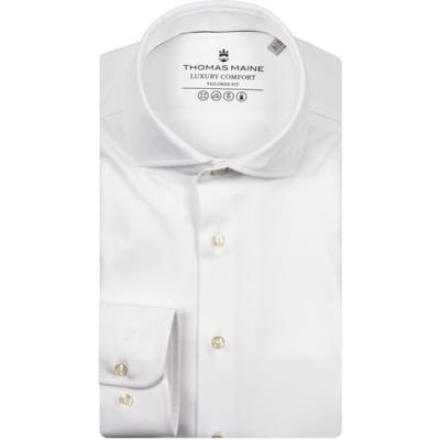 Thomas Maine Overhemd Roma Modern Kent Luxury Comfort Soft Liquid Cotton Wit / male