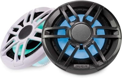 Marine Luidsprekers - Watersport Geluid - Buiten Audio - RGB LED Verlichting - 7.7 Inch - Zwart