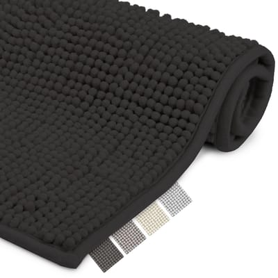 Beautissu Badmat Antislip 50x80cm Beaumare WR - Douchemat Zwart Badmat - WC Tapijt, Vloermat voor Douche of Badkamer