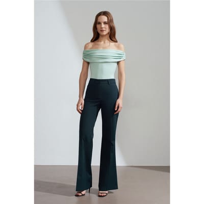 Dames Hoge Taille Flared Gabardine Broek