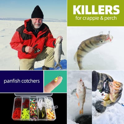 190 stuks ijsvissersjigs ijsvisserslokkers ijsvissersstarterskit voor snoekbaarzen, crappie, panfish blue