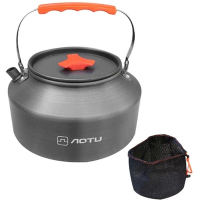 Bouilloire extérieure en alliage d'aluminium, poignée de verrouillage, Pot suspendu de Camping, cafetière Portable, cuiseur de pique-nique gris foncé
