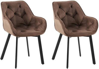 CLP Antigo Set van 2 eetkamerstoelen - Met armleuning - Metalen frame - Velvet - Fluweel/bruin