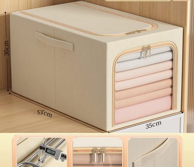 55L-2 Stuks opvouwbare opbergbox-Grote opvouwbare opbergdoos van Oxford-stof met stalen frame - speelgoedopbergdoos - kledingopberger - grote opbergzakken en opbergdozen voor onder bed en kledingkast