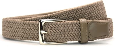 Elastische Riem met Gevlochten Stretch Elastiek – Dames / Heren - Taupe - Lengte totaal 110 cm / Riemmaat 95