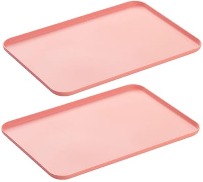 Dailygoods- Dienblad Herbruikbaar - Dienblad Oranje/Roze - Dienblad 31x22,5 cm - Dienblad Lichtgewicht - Dienbladen 2 Stuks - Eenvoudig te Reinigen - Serveerblad