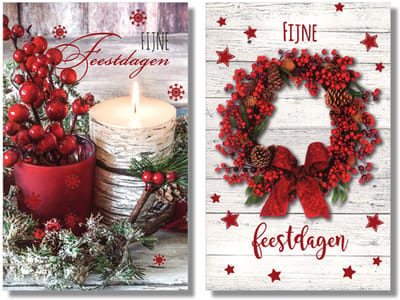 MGPcards - 20 Luxe dubbele wenskaarten - Kerstkaarten / Nieuwjaar - Foliebewerking - Witte envelop - 10.5 x 16 cm - 2 Motieven per doosje