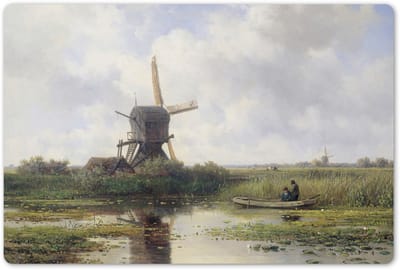 Placemats 45x30 cm - Placemat kunststof - 1 stuk - Molen - Willem Roelofs - Oude meesters - Kunst - Borden onderleggers - Decoratie voor op tafel - Keuken tafeldecoratie accessoires - Vinyl onderlegger - Tafelversiering