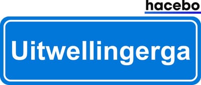 Hacebo - Plaatsnaam Sticker - 29x10 CM - Uitwellingerga sticker - Verkeersborden sticker - grappige cadeaus - Uitwellingerga