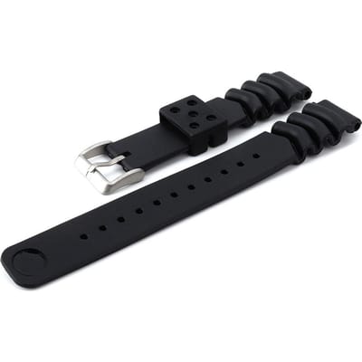 Bracelet de montre de remplacement en silicone noir étanche à boucle ardillon pour Submariner (20mm/0.79in) black
