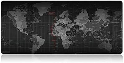 Extra grote bureaumat met wereldkaart print, antislip onderkant en glad oppervlak voor precisie