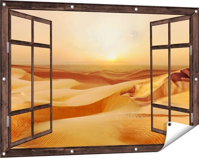 Gards Tuinposter Doorkijk Woestijn bij Zonsondergang in de Sahara - 120x80 cm - Tuindoek - Tuindecoratie - Wanddecoratie buiten - Tuinschilderij