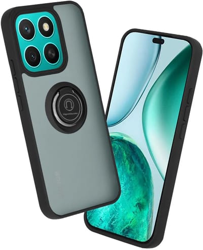 Hoesje geschikt voor HONOR X8c - Techsuit Glinth Back Cover met ring en magneet - Zwart