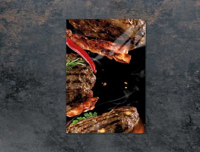 TMK ArtDeko Serie - Snijplank - 35x52 cm - Glazen Beschermplaat - Grill