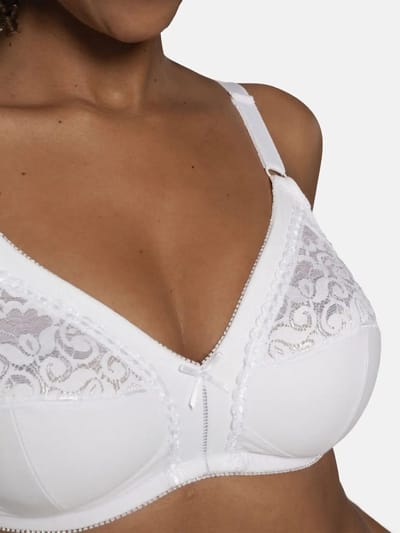Dorina Kanten Bh zonder beugel - Katoenen bh zonder vulling - Monica - 100C - Wit