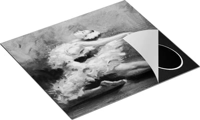 Chefcare Inductie Beschermer Ballerina van Olieverf - Ballet - Zwart Wit - 60x50 cm - Afdekplaat Inductie - Kookplaat Beschermer - Inductie Mat