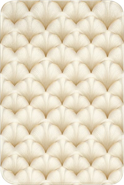 Badmat 60x90 cm - Antislip - Waaier - Motief - Goud - Badmatten voor badkamer - Badkamermat - Douchemat - Badkamer mat
