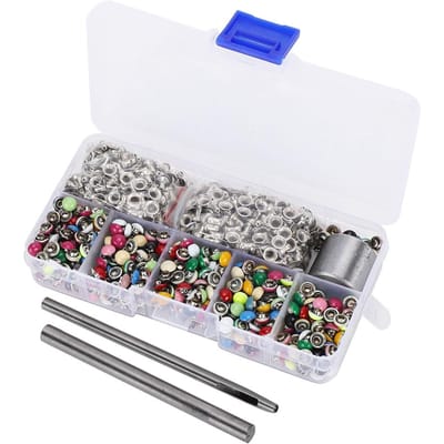 380 Ensemble Rivets Champignon Rond Couleur Laiton Ceinture en Cuir Sac à Main Décor Outil DIY Boîte à Outils 6mm gray