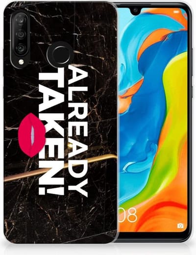 Back Cover voor Huawei P30 Lite Siliconen hoesje met naam Already Taken Black
