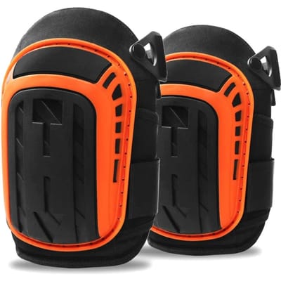 1 Paar Robuuste Kniebeschermers Met Comfortschuim Gel Antislipbanden Voor Bouw Tuinieren Vloeren Werk Oranje red